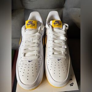Nike White Low-Top Sneakers with Yellow & Purple Details